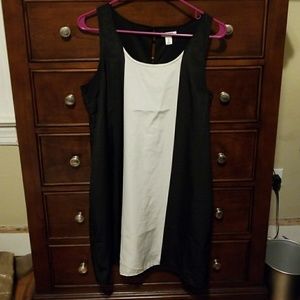 Black and white shift dress